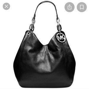 Michael Kors Fulton Handbag Black with silver hardware; Excellent condition!